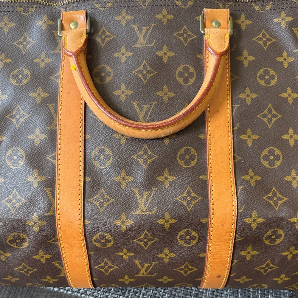 Louis Vuitton Brown Monogram Canvas Handbag with Tan Vachetta